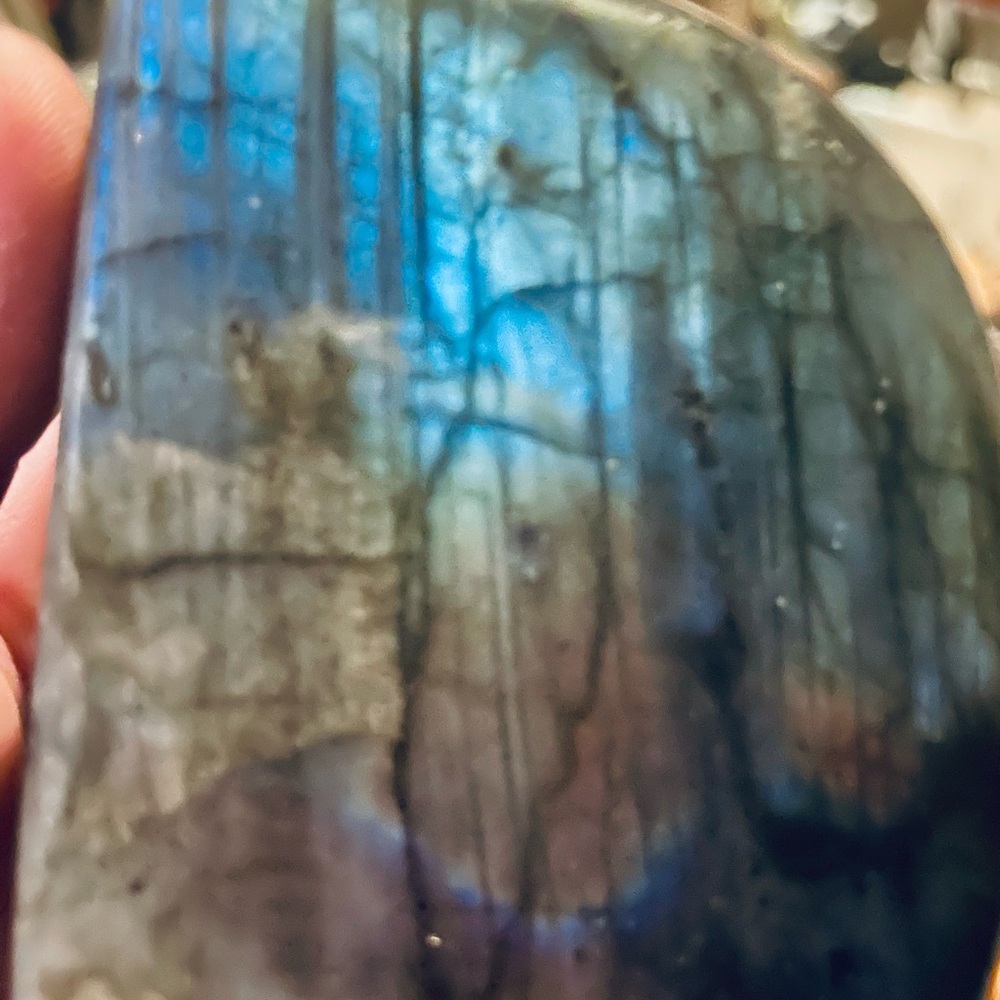 Luminous labradorite Stone with Blue, green nGray Tones.like to be notified live